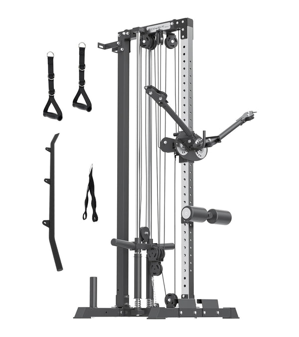 Cable Machine Home Gym, Lat Pulldown Machines Functional Trainer Pulley Tower Workout Station Wall Mount 33 Heights with Free Motion Arms