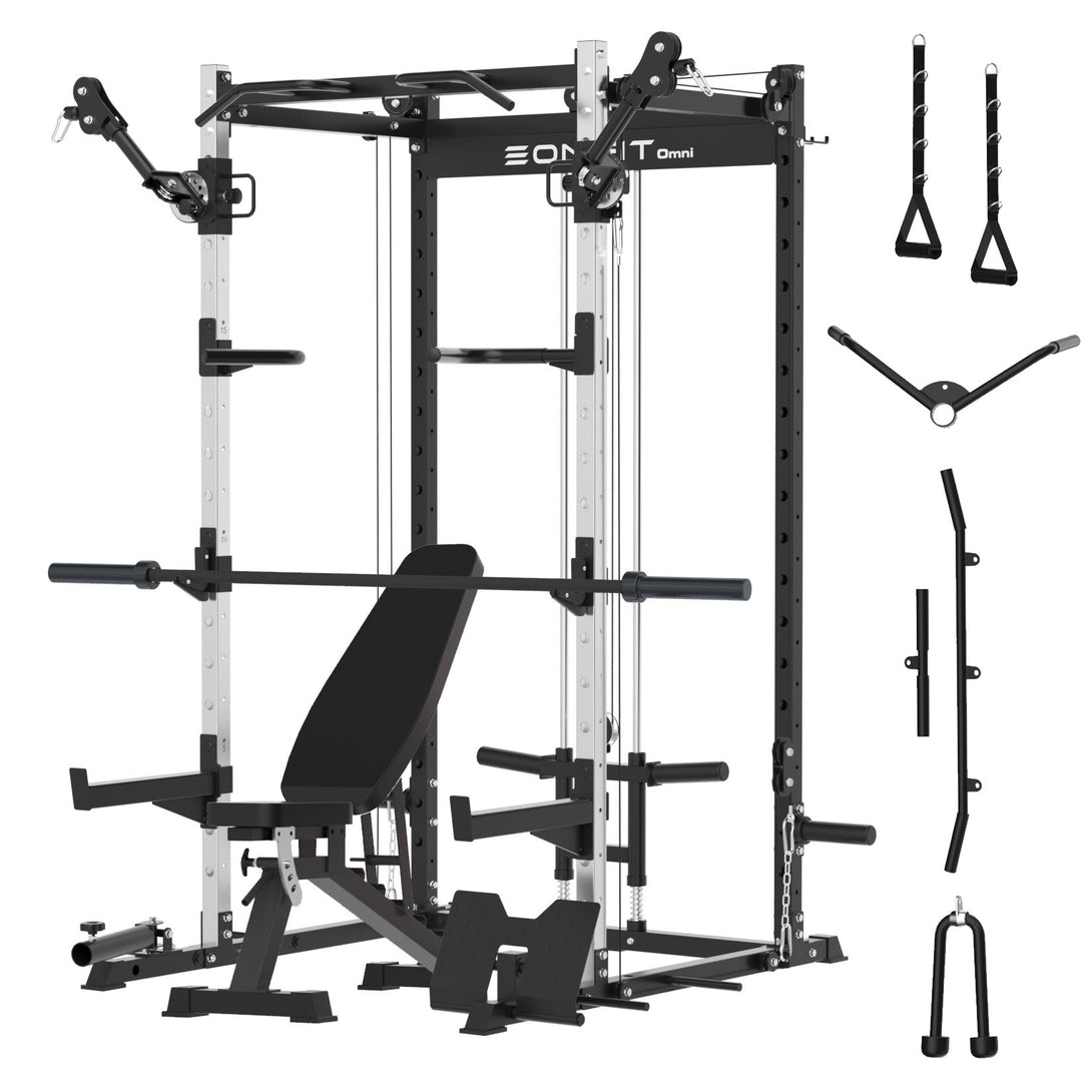 EonfitOmni Power Cage, 1200 LBS Multi-Functional Power Rack Home Gym w ...